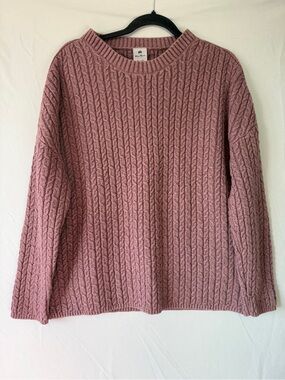 Wind River Womens Cable Knit Pullover Sweatshirt Size XL Dusty Mauve Cabincore
